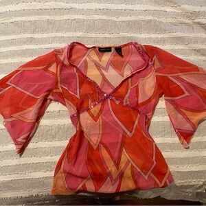 Y2K mesh vintage top with sequins